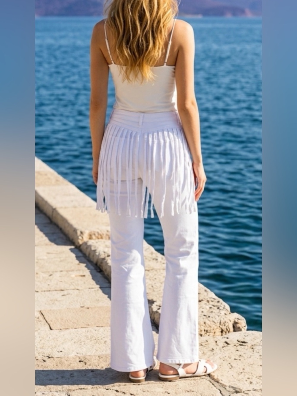 SHEIN SXY White Flared Jeans Size W32 L32